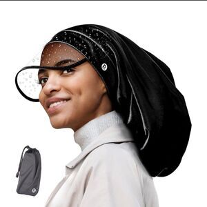 Premium Satin Lined Rain Cap 100% Waterproof Hair Protection Built-in Clear V...
